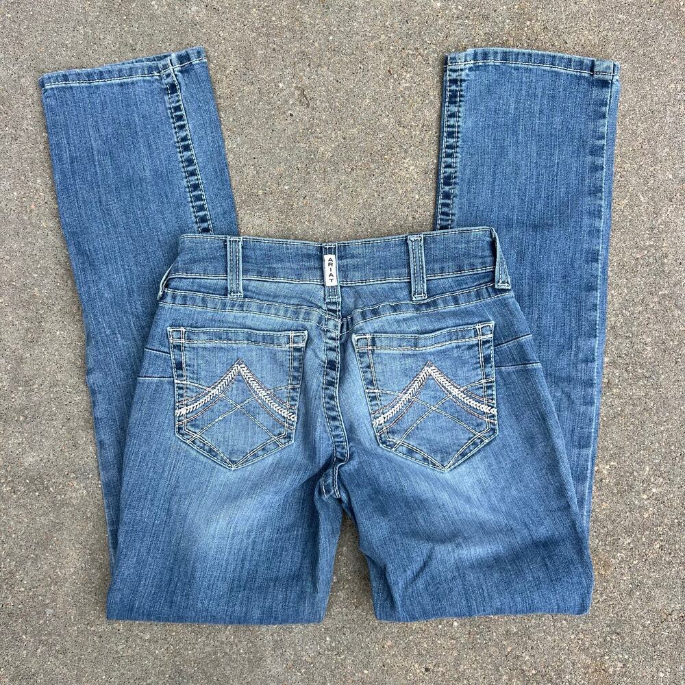 Ariat 28R REAL Icon Straight Leg Blue Jeans in Rainstorm 10017217